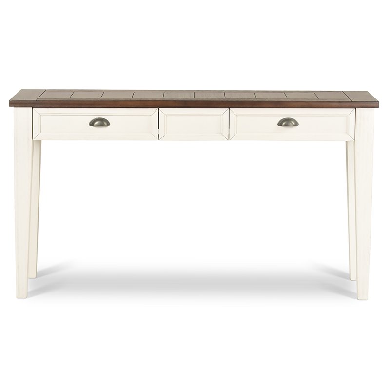 Pemberly Row Farmhouse Wood Console Table in Dark Oak and White
