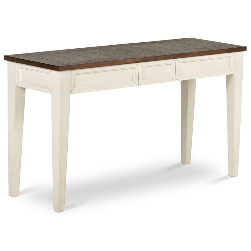 Pemberly Row Farmhouse Wood Console Table in Dark Oak and White