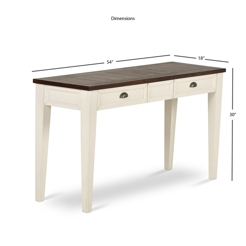 Pemberly Row Farmhouse Wood Console Table in Dark Oak and White