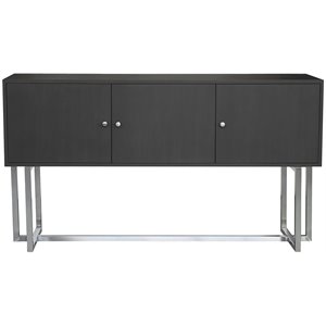Pemberly Row Modern Stainless Steel Storage Console Table in Gray