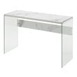 Pemberly Row Contemporary Console Table in Faux White Marble Wood Finish