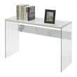 Pemberly Row Contemporary Console Table in Faux White Marble Wood Finish