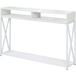 Pemberly Row Transitional Deluxe Two-Tier Console Table in White Wood Finish
