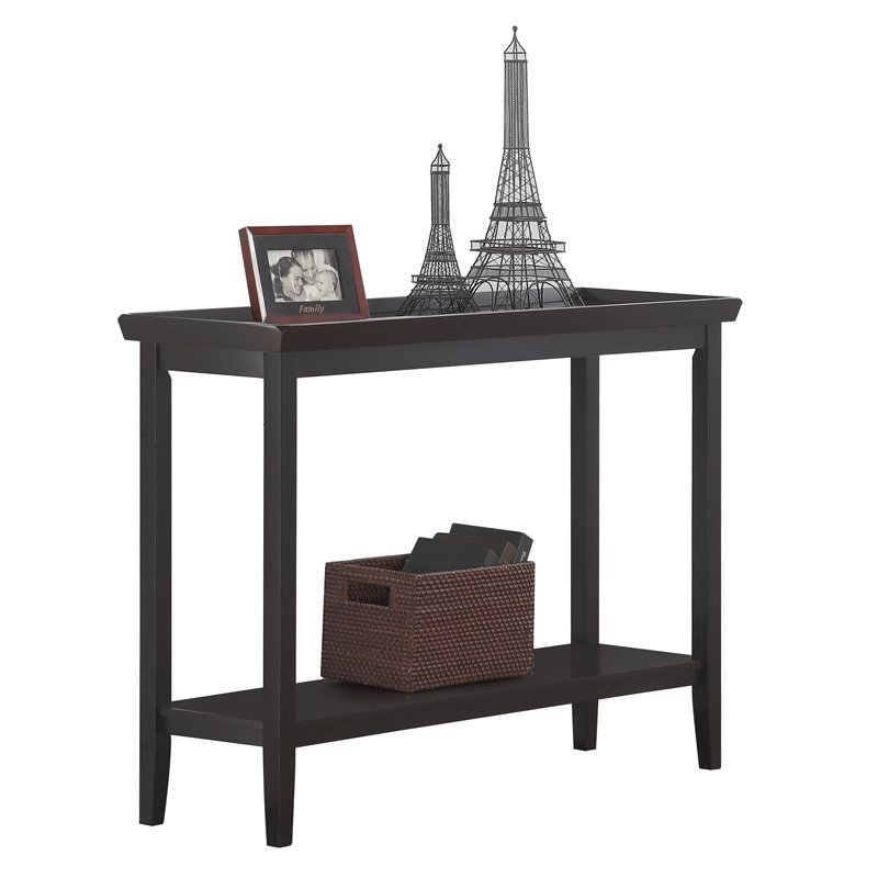 Pemberly Row Modern Console Table in Black Wood Finish