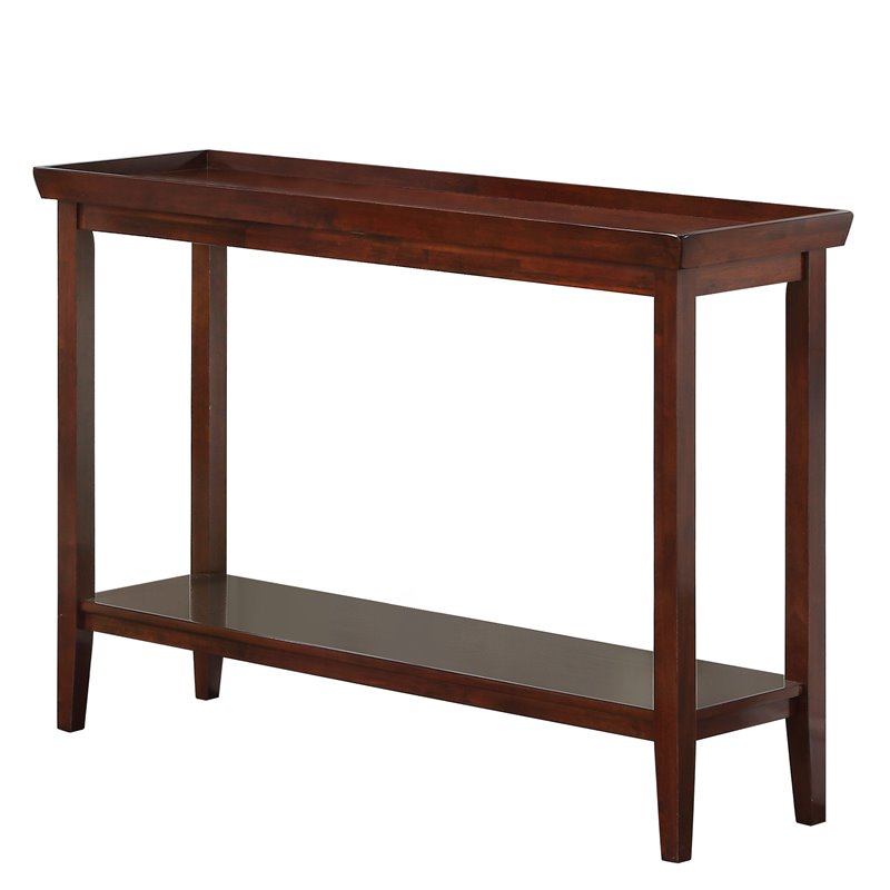 Pemberly Row Traditional Console Table in Espresso Wood Finish