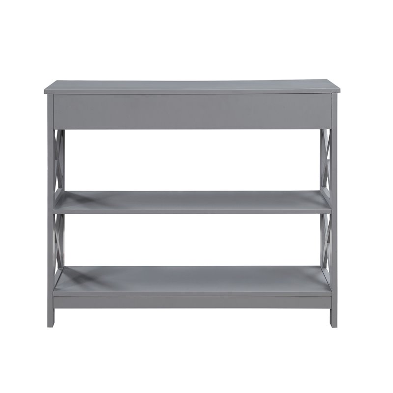 Pemberly Row Transitional One-Drawer Console Table in Gray Wood Finish