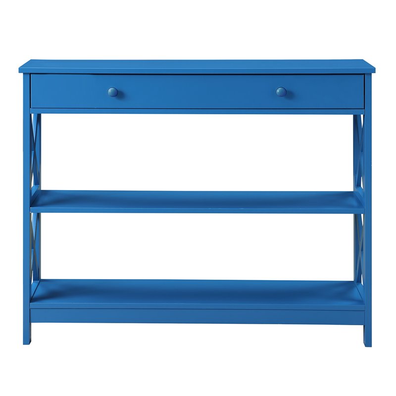 Pemberly Row Transitional One-Drawer Console Table in Blue Wood Finish
