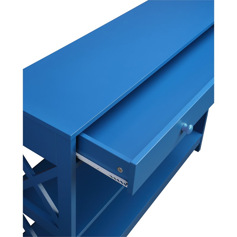 Pemberly Row Transitional One-Drawer Console Table in Blue Wood Finish