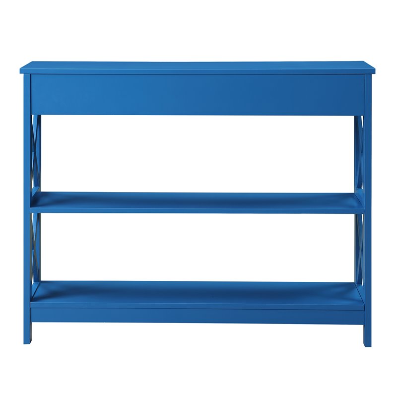 Pemberly Row Transitional One-Drawer Console Table in Blue Wood Finish