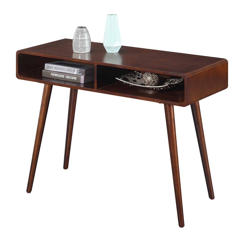 Pemberly Row Mid Century Console Table in Espresso Wood Finish