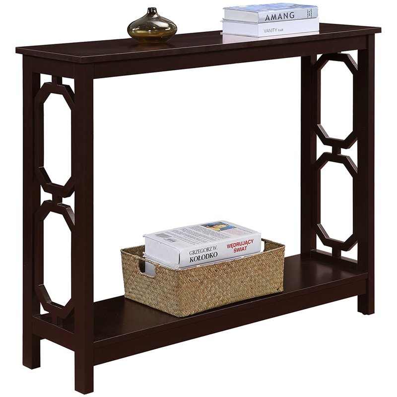 Pemberly Row Contemporary Console Table in Espresso Wood Finish