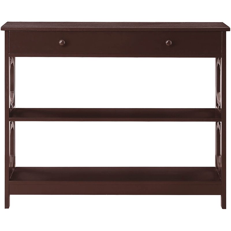 Pemberly Row Contemporary Storage Console Table in Espresso Wood Finish
