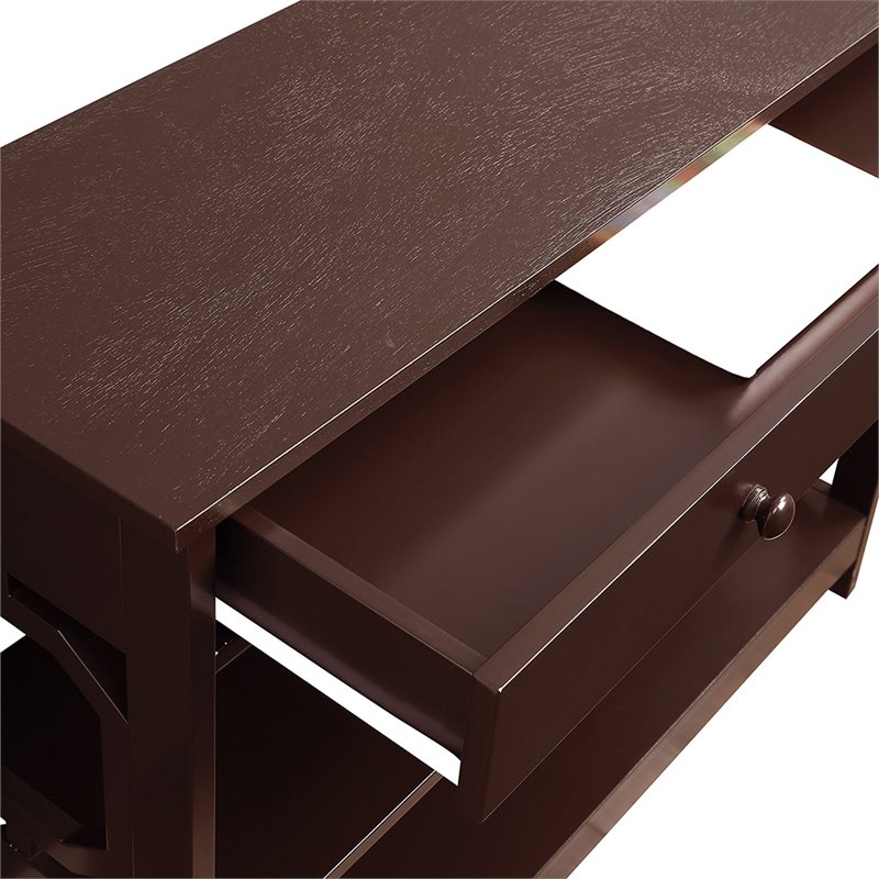 Pemberly Row Contemporary Storage Console Table in Espresso Wood Finish