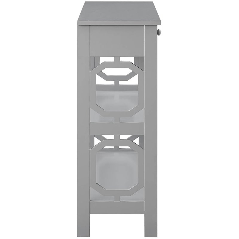 Pemberly Row Contemporary Storage Console Table in Gray Wood Finish