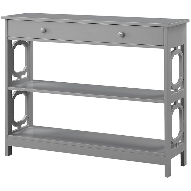 Pemberly Row Contemporary Storage Console Table in Gray Wood Finish