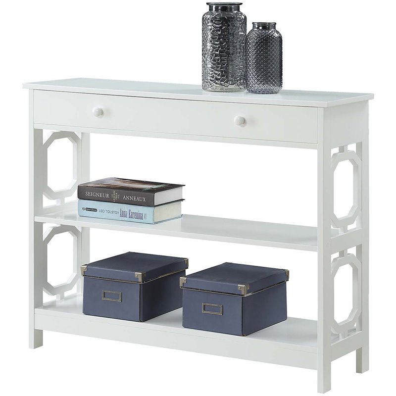 Pemberly Row Contemporary Storage Console Table in White Wood Finish