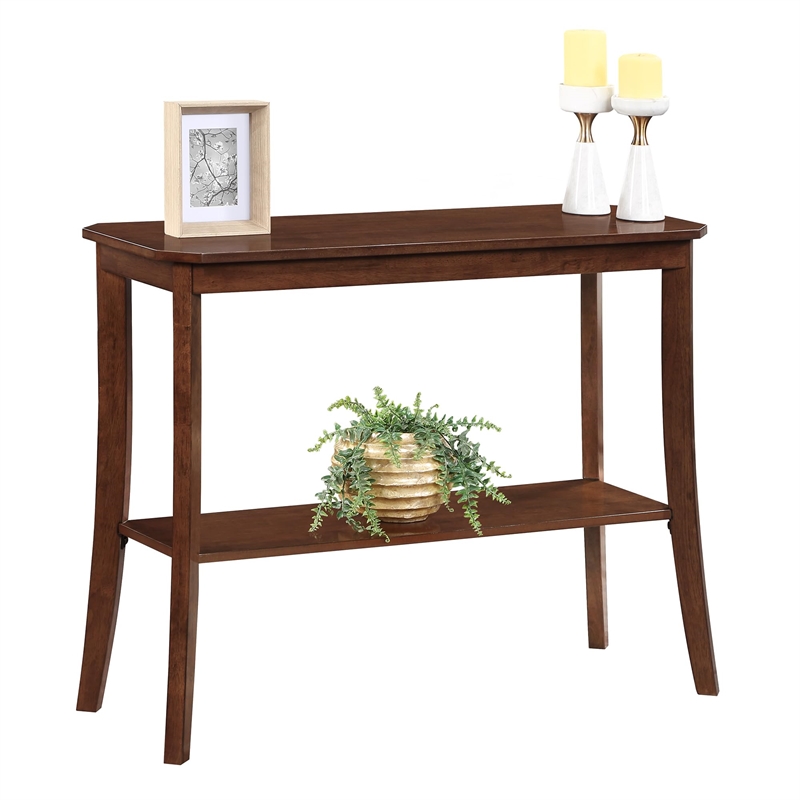 Pemberly Row Traditional Console Table in Espresso Wood Finish