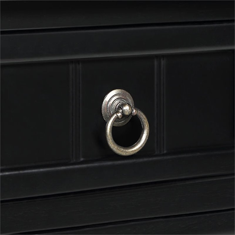 Pemberly Row Transitional Console Table in Black Wood Finish