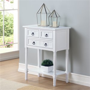 Pemberly Row Transitional Console Table in White Wood Finish