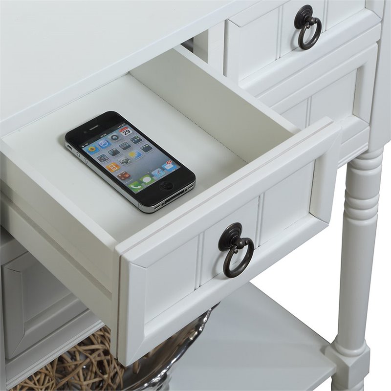 Pemberly Row Transitional Console Table in White Wood Finish