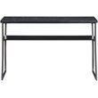 Pemberly Row Farmhouse Console Table in Black Wood Grain and Metal Frame