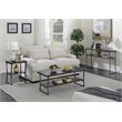 Pemberly Row Farmhouse Console Table in Black Wood Grain and Metal Frame