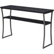 Pemberly Row Farmhouse Console Table in Black Wood Grain and Metal Frame