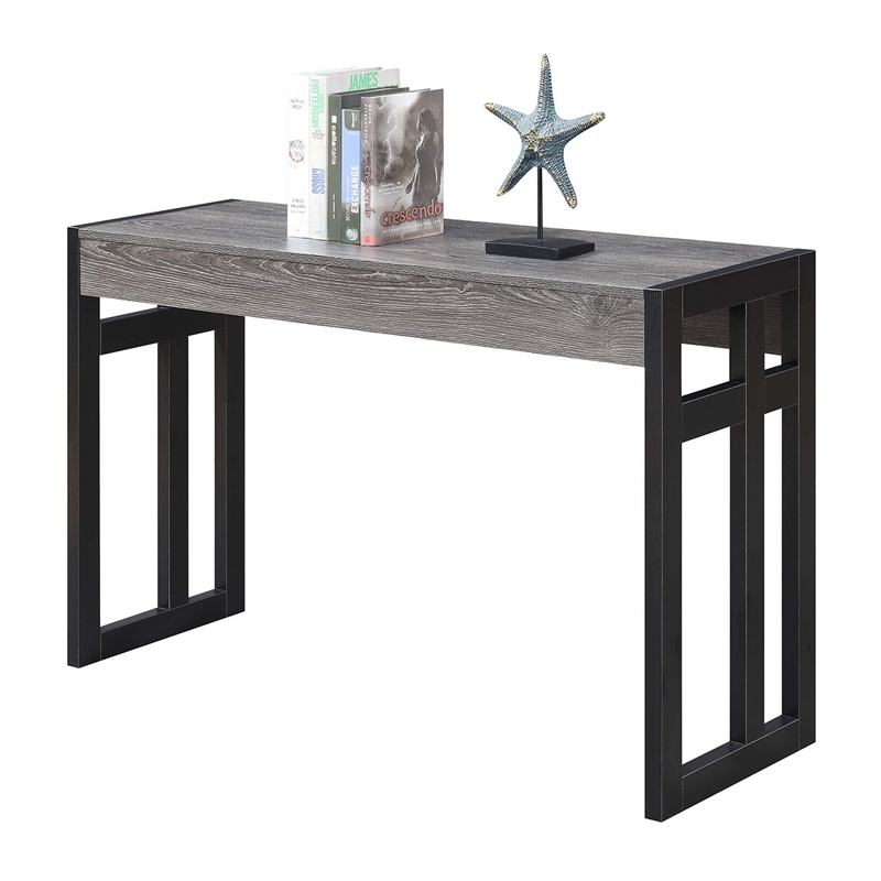 Pemberly Row Modern Console Table in Weathered Gray Wood and Metal
