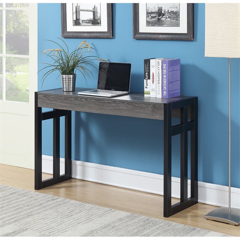 Pemberly Row Modern Console Table in Weathered Gray Wood and Metal