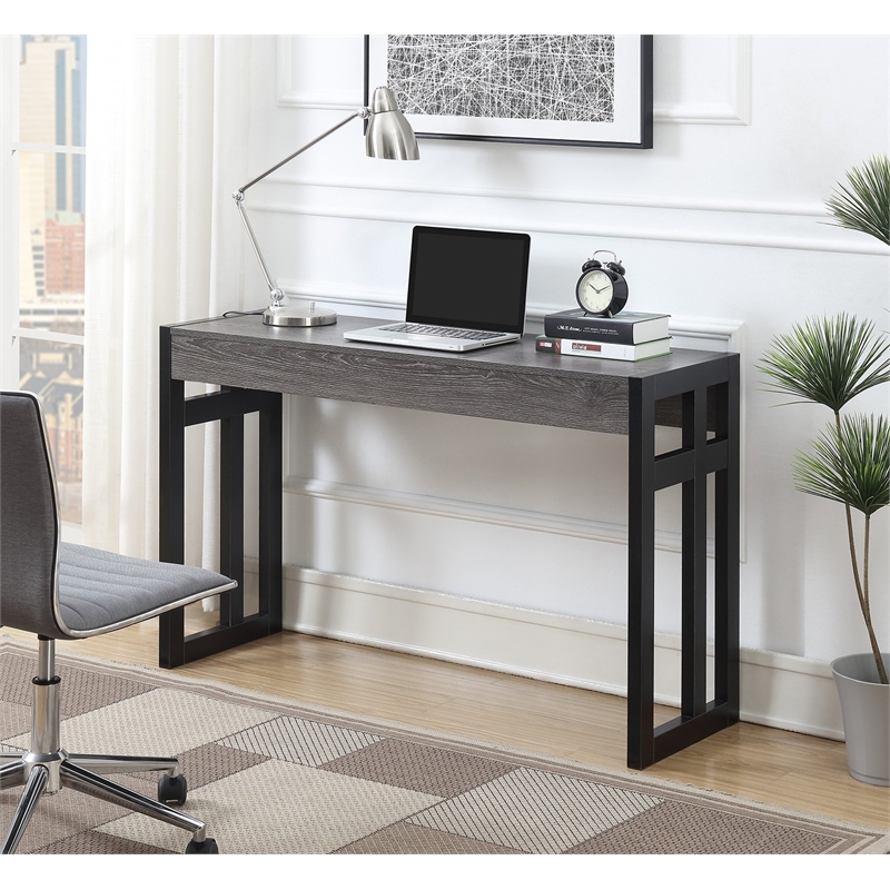 Pemberly Row Modern Console Table in Weathered Gray Wood and Metal