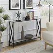 Pemberly Row Transitional Console Table in Faux Birch Gray Wood Finish