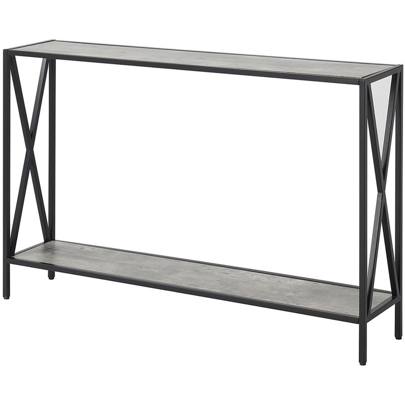 Pemberly Row Transitional Console Table in Faux Birch Gray Wood Finish
