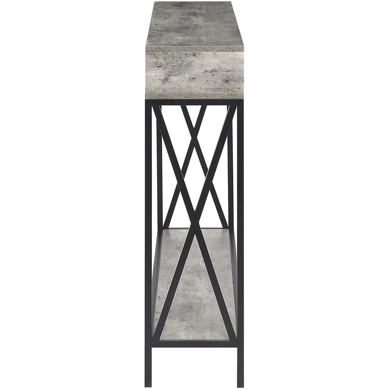 Pemberly Row Transitional Deluxe Console Table in Faux Birch Gray Wood