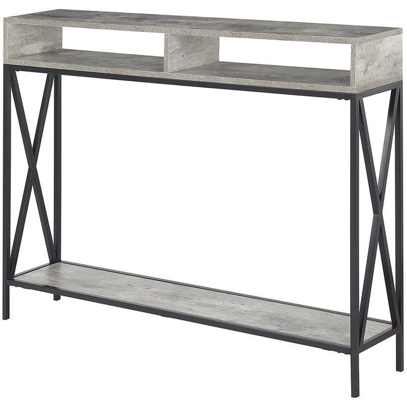 Pemberly Row Transitional Deluxe Console Table in Faux Birch Gray Wood