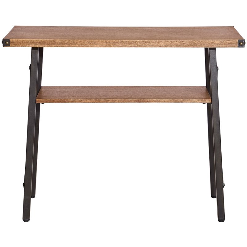 Pemberly Row Modern Contemporary 2-Tier Console Table in Brown
