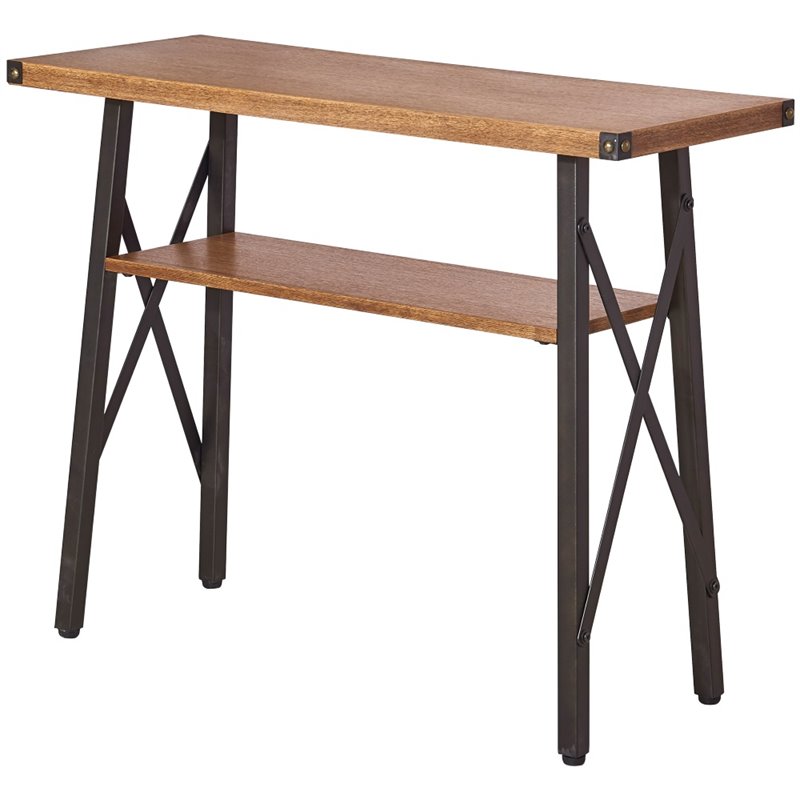 Pemberly Row Modern Contemporary 2-Tier Console Table in Brown