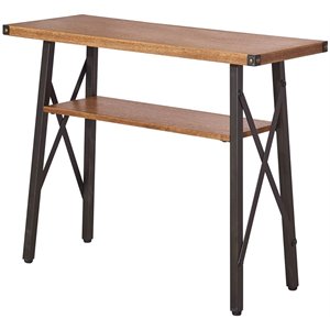 Pemberly Row Modern Contemporary 2-Tier Console Table in Brown