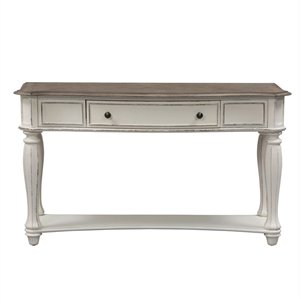 Pemberly Row Traditional Wood Sofa Table in White