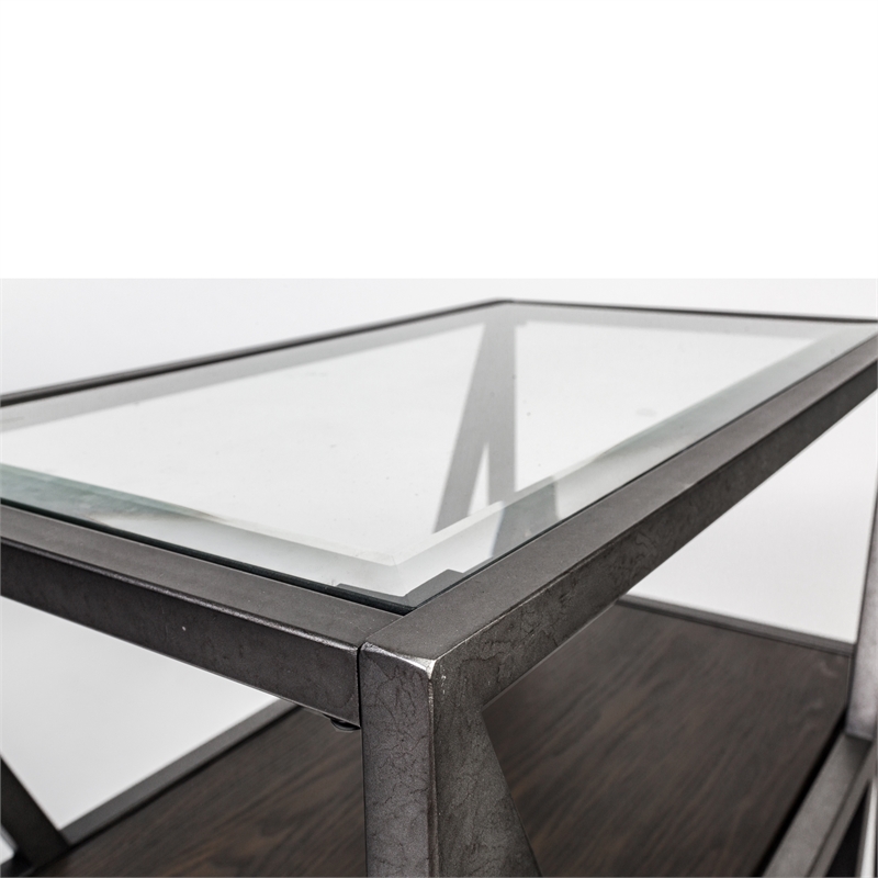 Pemberly Row Industrial Wood Sofa Table in Gray