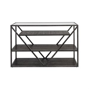 Pemberly Row Industrial Wood Sofa Table in Gray