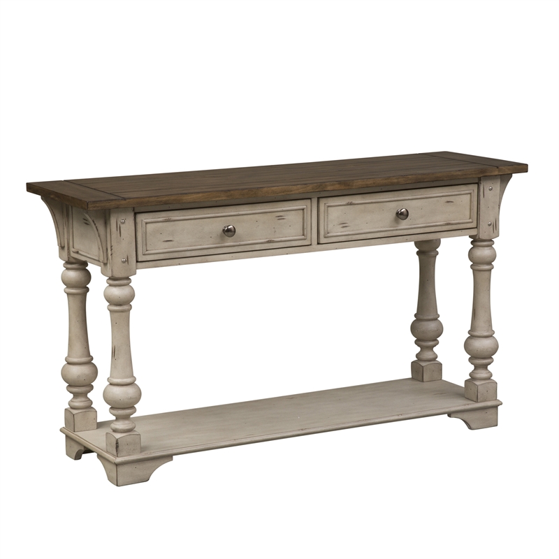 Pemberly Row Traditional Wood Sofa Table in White