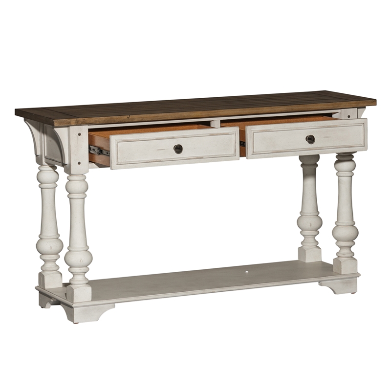 Pemberly Row Traditional Wood Sofa Table in White