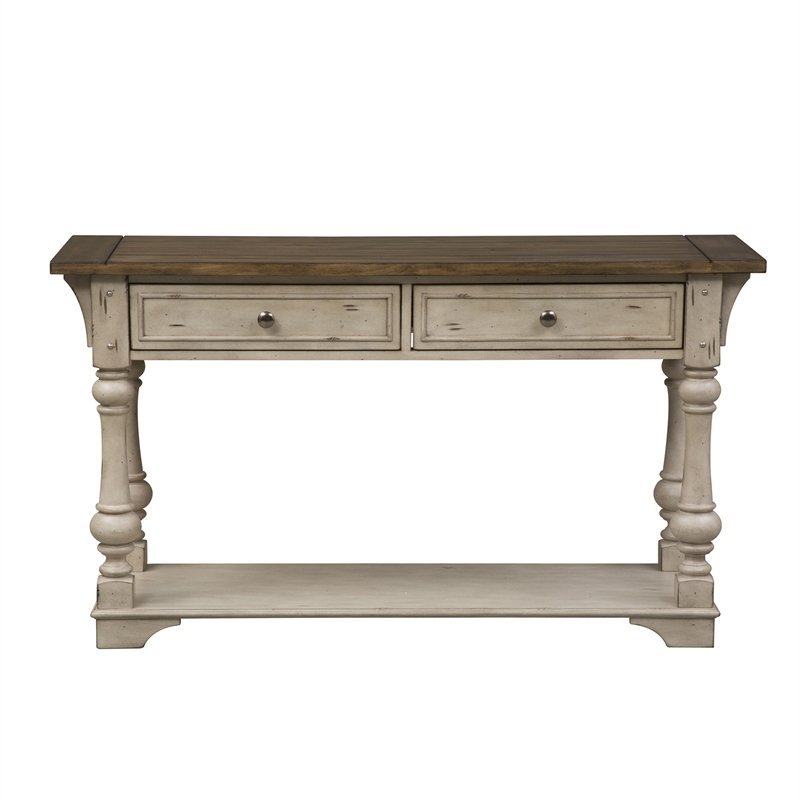 Pemberly Row Traditional Wood Sofa Table in White