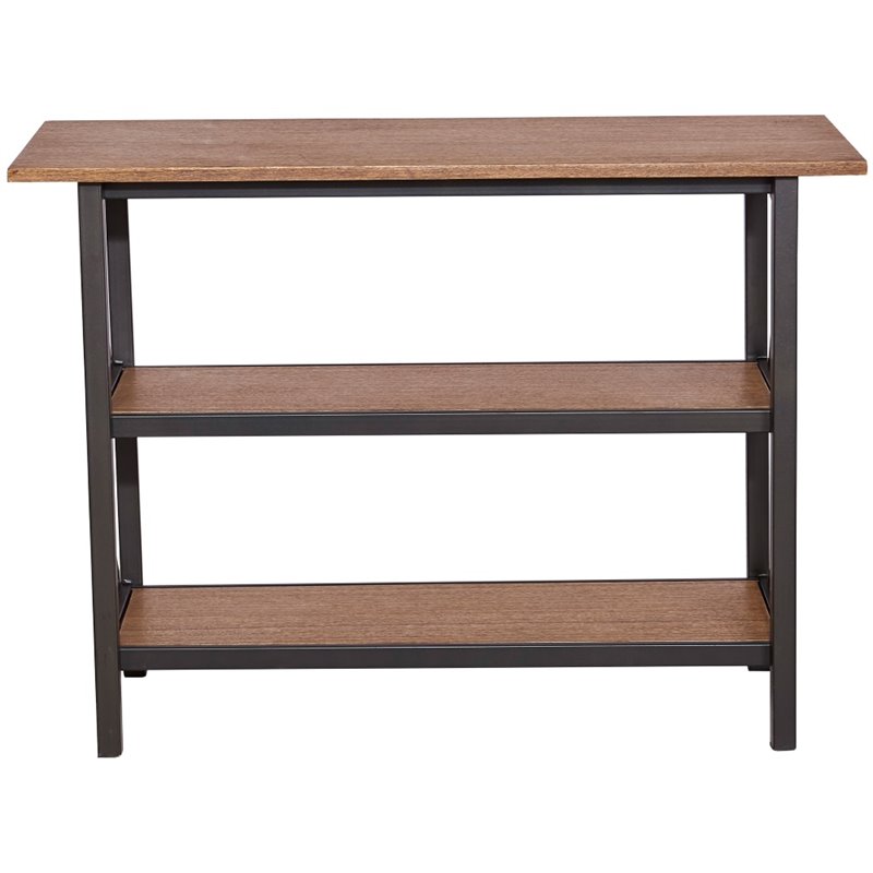 Pemberly Row Modern Contemporary 3-Tier Console Table in Brown