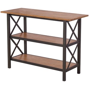 Pemberly Row Modern Contemporary 3-Tier Console Table in Brown