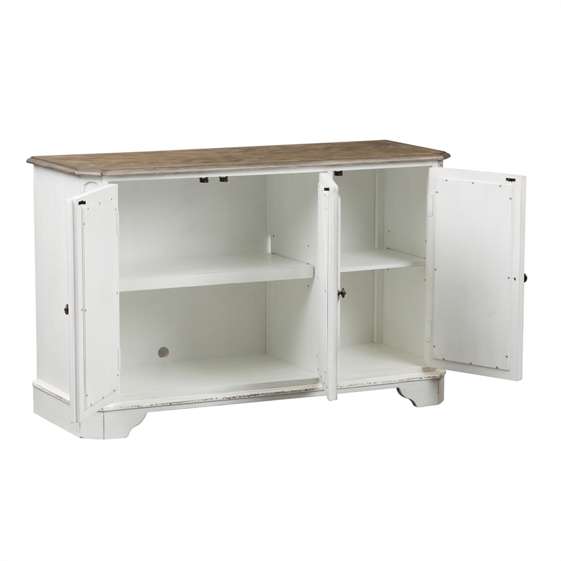 Pemberly Row Traditional Wood TV Console in White