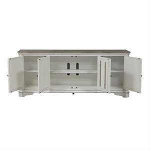 Pemberly Row Traditional Wood TV Console in White