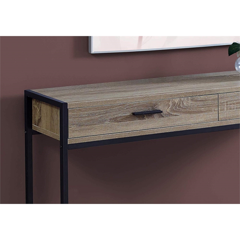 Pemberly Row 2 Drawer Accent Console Table in Gray and Black