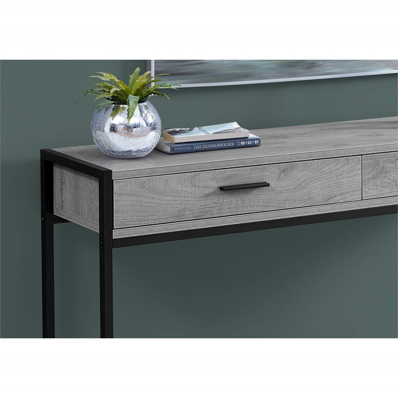 Pemberly Row 2 Drawer Accent Console Table in Gray and Black