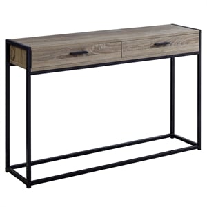Pemberly Row 2 Drawer Accent Console Table in Dark Taupe and Black